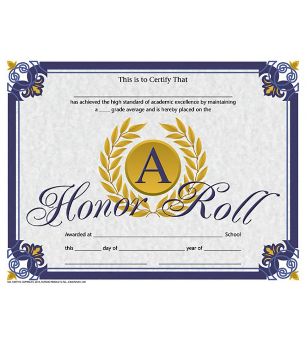 Gold Laurel Leaves A Honor Roll Certificate Flipside Products H...