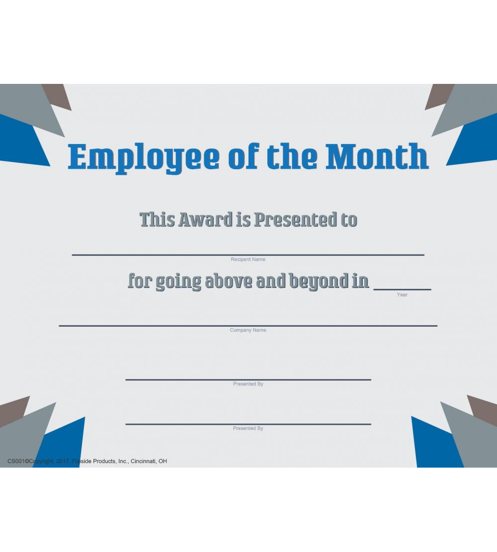 Contemporary Series Employee of the Month Certificate - Flipside Pr...