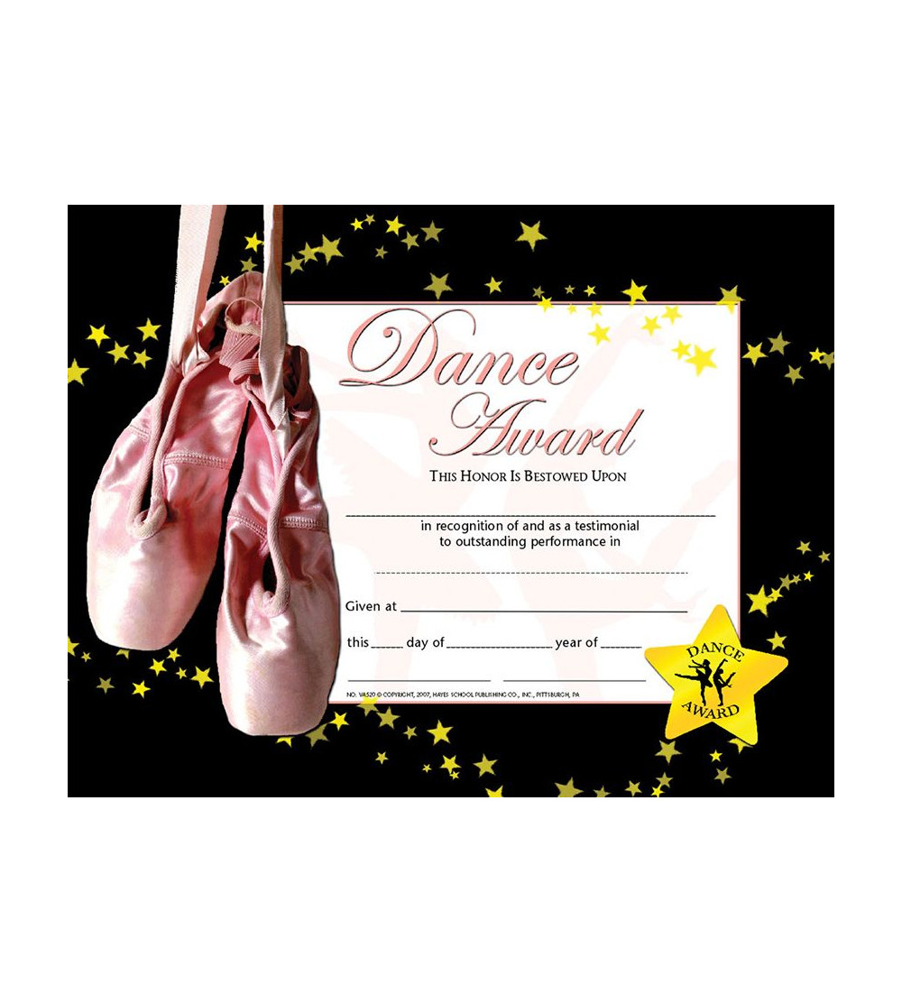 dance certificate template