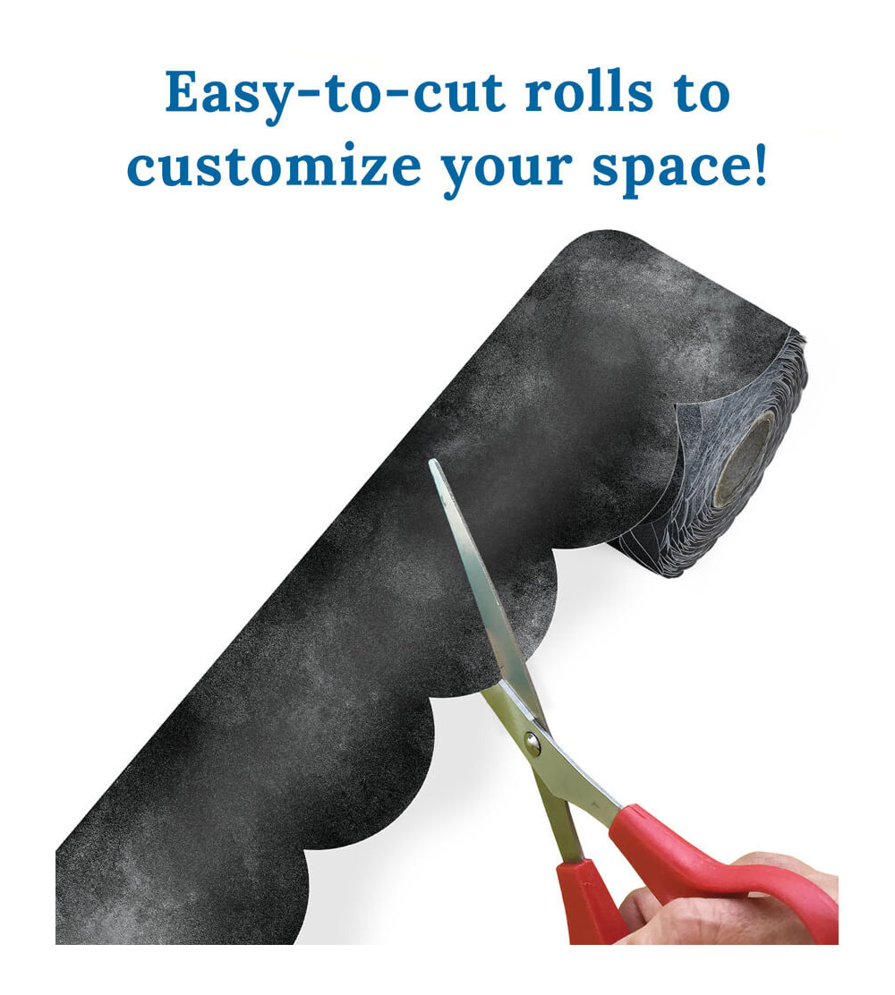 65' Chalkboard Rolled Scalloped Bulletin Board Borders